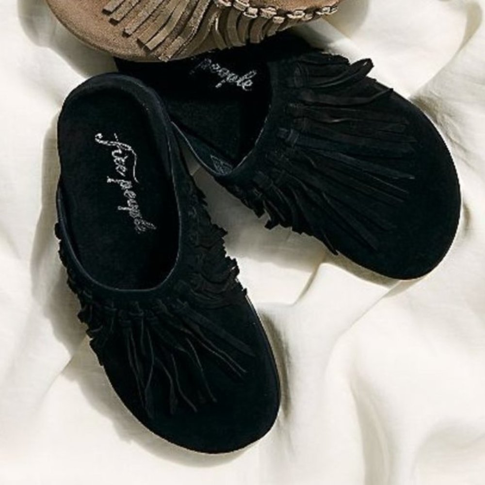 Free People Odessa Fringed Footbed Slides Size 11